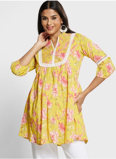 Buy Floral Print Tiered Kurti in Saudi Arabia