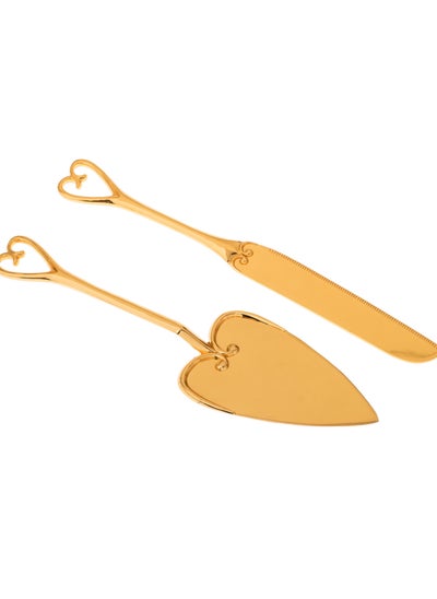 Buy Spade And Golden Metal Knife Set For Serving Cake in Saudi Arabia