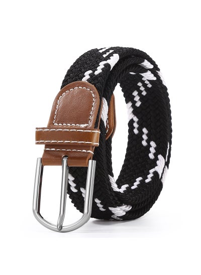 Buy Unisex Elastic Woven Canvas Belt with Pin BuckleBlack and White Black and White in UAE