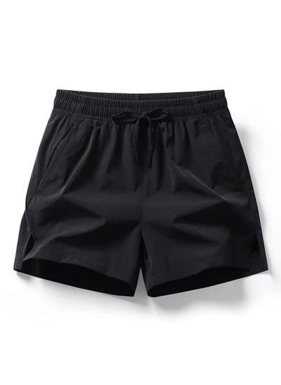 Buy 2024 Mens Summer Ice Silk Casual Shorts Elastic Running Black in Saudi Arabia