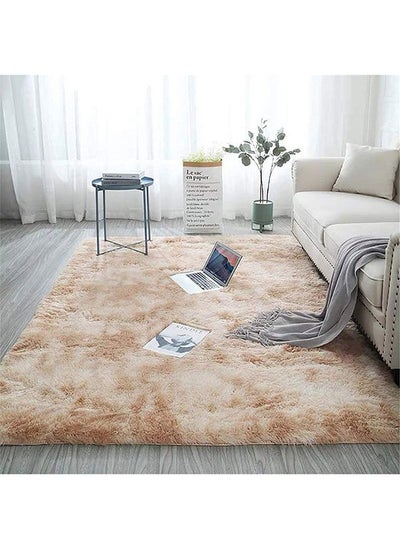 Buy Super Soft Fluffy Floor Rug Washable Rug Area Rug Bedroom Dining Room Anti-skid Carpet Yoga Mat Child Play Mat  Light camel in Saudi Arabia