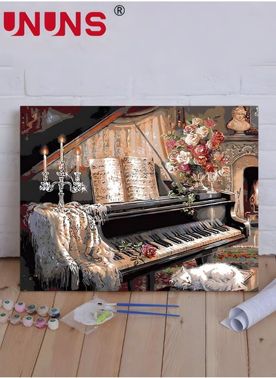 Buy DIY Painting By Numbers,Oil Painting Kit On Canvas With Paint Frame And Acrylic Pigment,40x50cm,Piano Performance in UAE