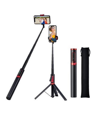 Buy Portable 60" Aluminum Alloy Cell Phone Selfie Stick Tripod Stand with Integrated Remote,Compact Size,Lightweight,Tall Extendable for 4''-7'' iPhone and Android Smartphones in UAE