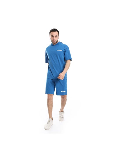 Buy Short Sleeves Plain Hooded Shorts Tracksuit - Royal Blue in Egypt