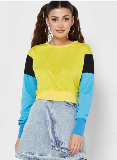 Buy Colorblock Cropped Sweatshirt in UAE