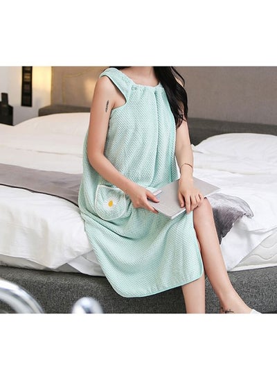 Buy Women's Bath Towel Robe Robe Body Spa Bath Wrap Toweling Robe (Light Green) in UAE