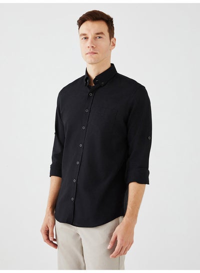 Buy Regular Fit Long Sleeve Linen Men's Shirt in Egypt