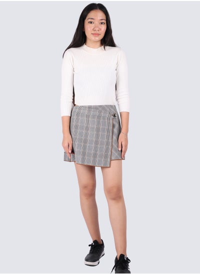 Buy Women's Casual Check Flat Front Shorts in Burnt caramel in UAE