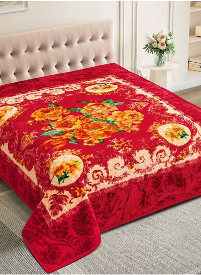 Buy 6Kg Luxury Plush Fleece Blanket, Bed Blanket King Size 220 x 240 cm Soft, Warm, Weighted Floral Embossed Blanket for Bed in Saudi Arabia