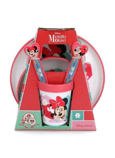 Buy 5-Piece Premium Bicolor Minnie Mouse Dinnerware Set Multicolour 260 ml in Saudi Arabia