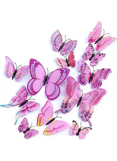 Buy Butterfly Wall Sticker, Magnetic 3D Butterfly Mural Decal, Removable Decorative Wall Sticker for Kids Room Bedroom Living Room Office Party Decoration (24 pcs, Purple) in Saudi Arabia