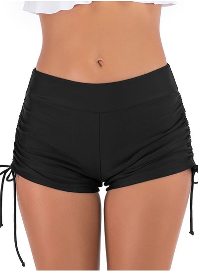 Buy Solid Color Plunge Swim Shorts Black in Saudi Arabia