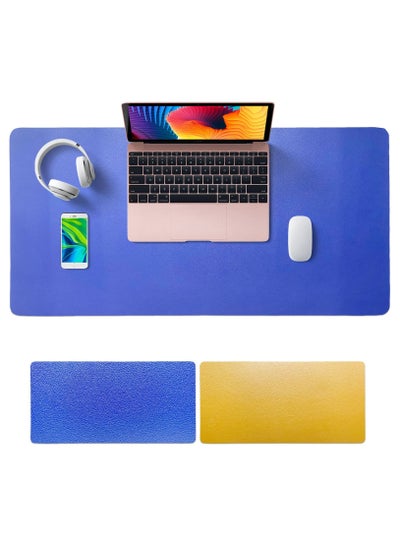 Buy Desk Pad PU Computer Mouse Pad Office Desk Mat Gaming Mouse Pad Non-Slip Waterproof Dual-Side Use Desk Mat Protector 80cm x 40cm Yellow Blue in Saudi Arabia