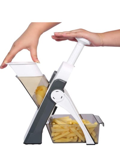 اشتري Vegetable Cutter Safe Mandoline Slicer TikTok Adjustable Chopper Multi purpose Food for Kitchen Gray, Lc-Vcutter-gy-060 في الامارات