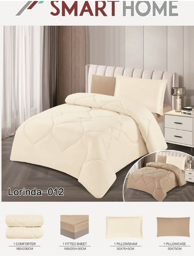 Buy 100% Microfiber Single Bed Mattress, Geometric Design Bed Cover, Reversible, Set of 4, Size 230X180cm in Saudi Arabia