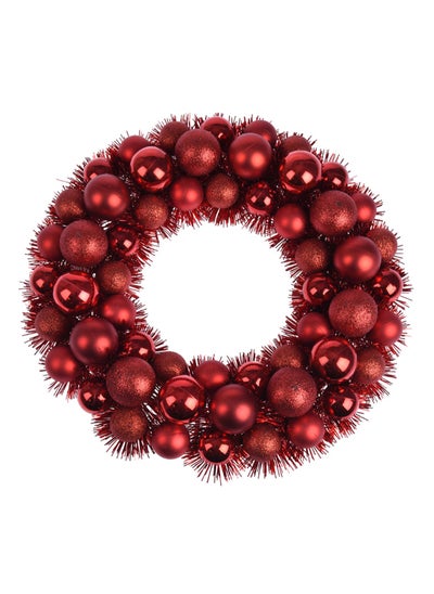 Buy 56-Pieces Tinsel Balls Christmas Wreath, Red in UAE