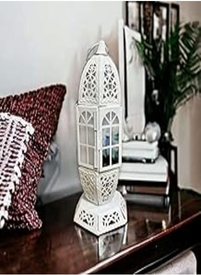 اشتري Ramadan Lantern Metal Candelabra 12" Color - White Decorative Islamic Style - Unique Design Decorative Beautiful Look في مصر