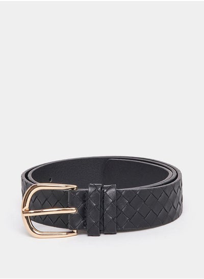 Buy Braided Texture Belt with Metal Buckle in Saudi Arabia