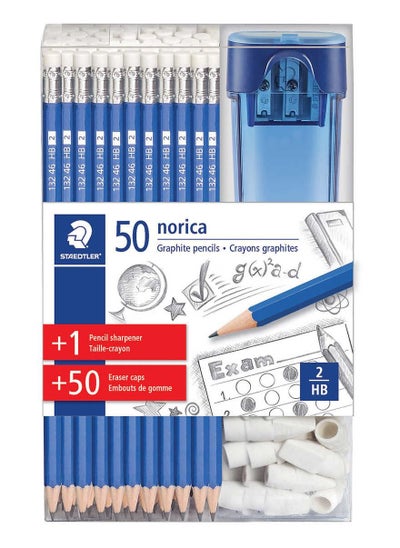 Buy 101-piece Premium Norica Graphite Pencil Set With 50 Pencils, 50 Eraser Heads and 1 Sharpener in UAE