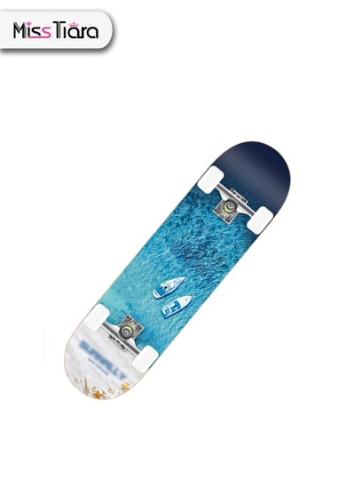 Buy Four Wheel Double Kick Multi-Layer Maple Wooden Skateboard for Beginners Kids Adults Teenager in UAE