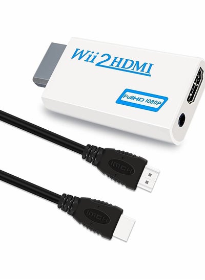 اشتري Wii to HDMI Converter, Wii to Hdmi Adapter 1080P with 5FT High Speed HDMI Cable Wii2 HDMI Adapter with 3.5mm Audio Jack And 1080p 720p HDMI Output Compatible with All Wii Display Modes (White) في السعودية