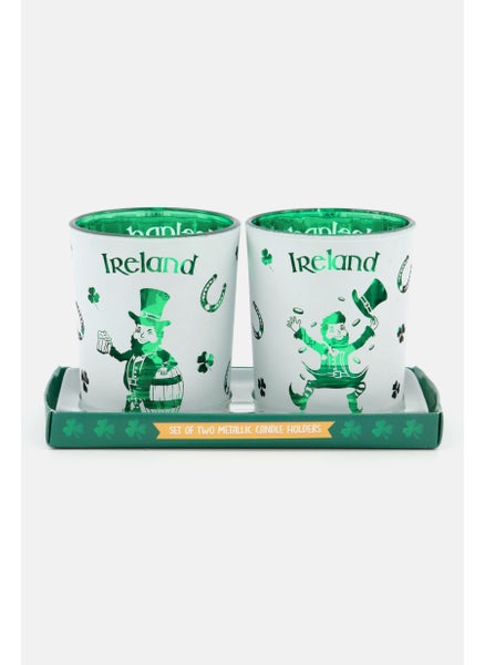 اشتري 2 Piece Lucky Leprechaun Ireland Candle Holder, White/Green في السعودية