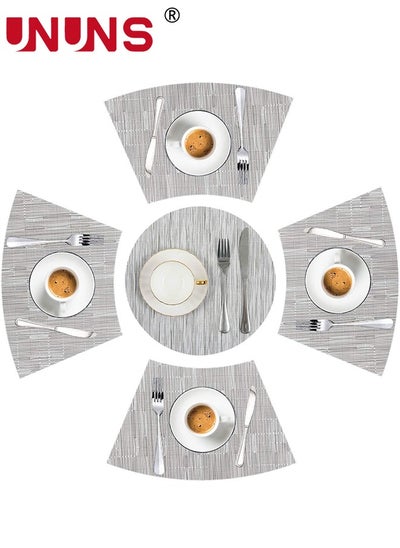 Buy Round Table Placemats Set,5-Piece Wedge Place Mat Sets With Centerpiece Round Table Mats,PVC Polyester Heat Resistant Non-Slip Placemats For Dining Table in UAE