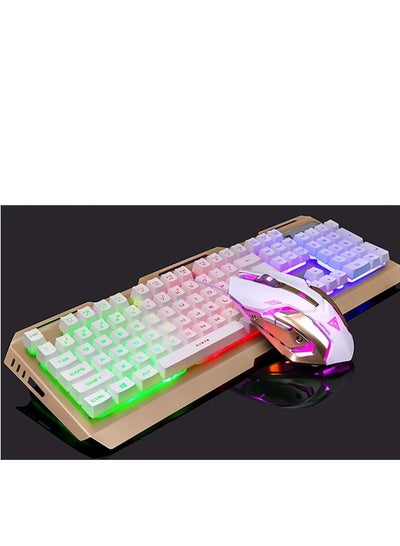 Buy Smilee RGB Mechanical Gaming Keyboard and Mouse Combo for Windows PC, 104-Key, 3200 DPI, RGB LED Backlit (Gold RGB) in Saudi Arabia