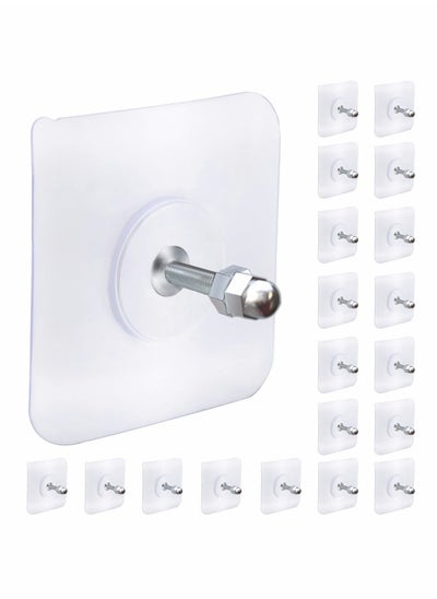 Buy Adhesive Hooks Heavy Duty, Wall Hooks for Hanging,Wall Hangers without Nails,2 in 1 Screw Free Sticker for Wall Mount Shelf,Waterproof Rustproof (16mm)20 PCS in UAE