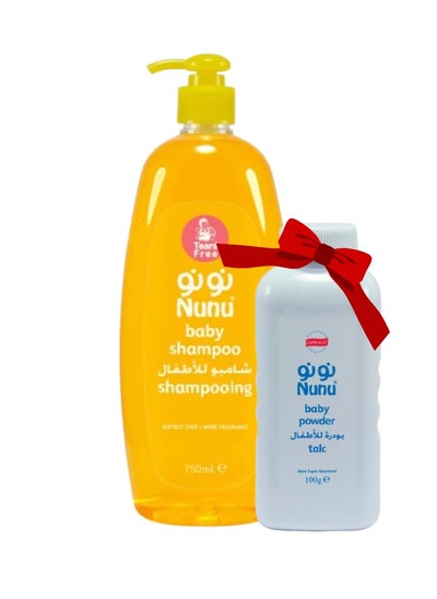 Buy "Nunu Baby 750ml Shampoo + 100g Powder - Paraben-Free, Soft and Gentle Care for Babies, in Egypt