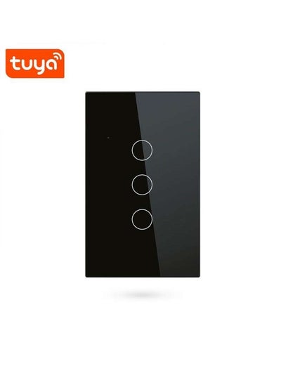 Buy Wifi Smart Wall Light Switch,Glass Panel, Frameless, Neutral Wire Required, Remote Control Smart Life/Tuya App, Compatible with Voice assistance, Black Color (3 Gang) in Egypt