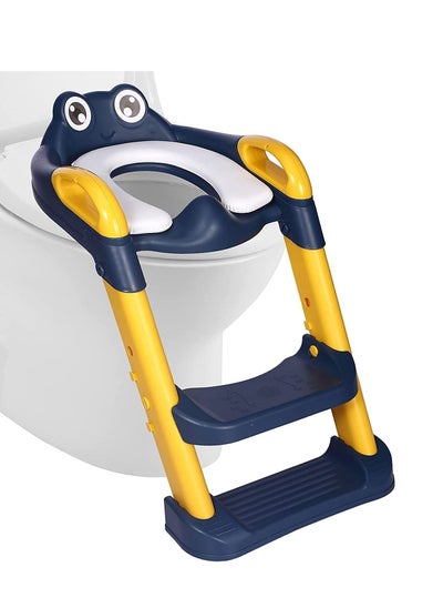 اشتري Potty Training Sea,Toddler Toilet Seat with Adjustable Step Stool Ladder,Splash Guard & Anti-Slip Pad Handles for Boys Girls (Yellow) في السعودية