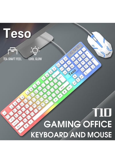 Buy TESO-T10 gaming keyboard and mouse, White in Saudi Arabia