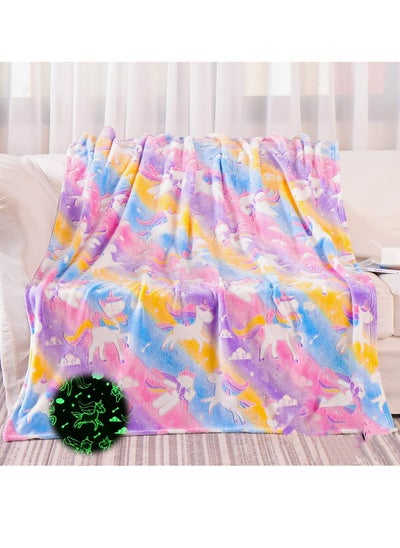 Buy Glow in The Dark Blanket Unicorns Gifts for Girls Unicorn Party Blankets Luminous Girls Toys Soft Kids Blankets for 1-10 Year Old Girl Birthday Gifts in UAE