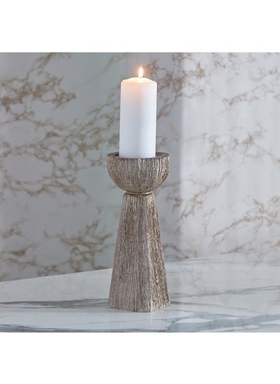 Buy Rabaque Polyresin Modern Natural Finish Candleholder 10 x 25 x 10 cm in Saudi Arabia