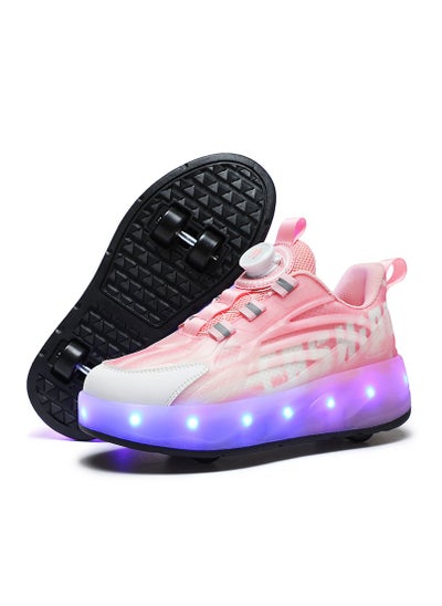 Buy LED Flash Light Sneaker Skate Shoes with Wheels USB Charging Roller Skates Shoes in Saudi Arabia