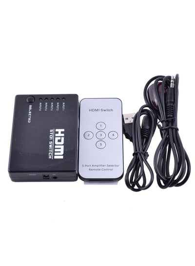 Buy 5 Ports HDMI Switcher 1080P Support 3D with IR Wireless Remote Controller in UAE
