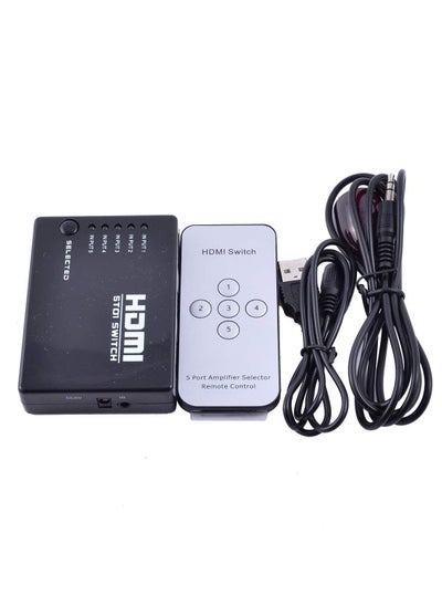 Buy 5 Ports HDMI Switcher 1080P Support 3D with IR Wireless Remote Controller in UAE