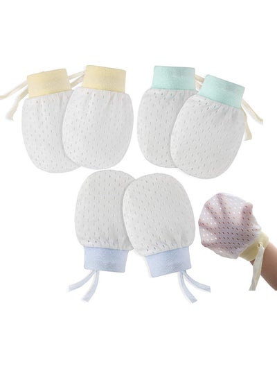 Buy 3 Pairs Baby Anti Scratch Mittens For Newborn Boys Girls, Elasticity Adjustable Breathable Meshes No Scratching Gloves Mitts Mits, Suit 0-18 Months Boy And Girl in UAE