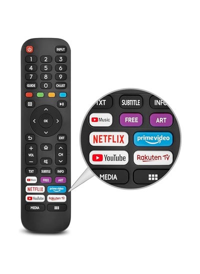 Buy New Replacement Remote Control, Remote Control Fit, Universal Remote Control Compatible with Hisense-VIDAA-TV-Remote, New Upgraded Infrared Remote Control EN2G30H,with Netflix, Prime Video in UAE