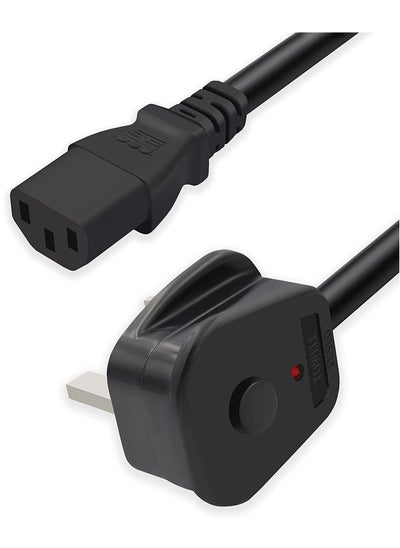 Buy S-TEK 1.8 Mtr Desktop Power Cord with  Off and On Button,  Pure Copper Wire, 3 Pin Connector, For Computers, TVs, Monitors, & More in UAE