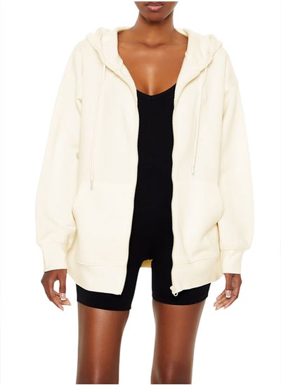 اشتري Oversized Fleece Zip-Up Hoodie في مصر