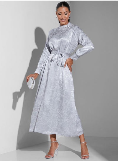 Buy Belted Pleat Detail Dress in Saudi Arabia