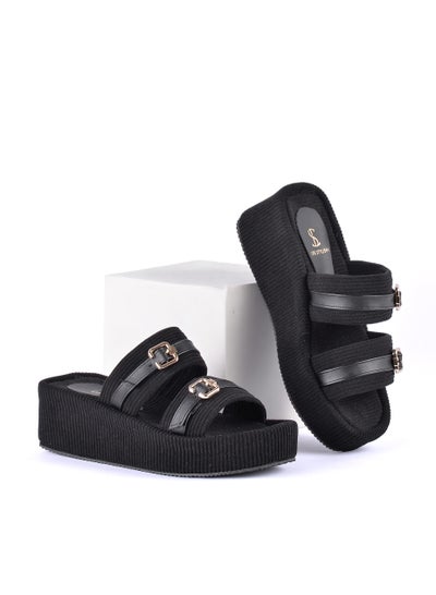 Buy Slipper Heel Cloth Plush S-15 - Black in Egypt