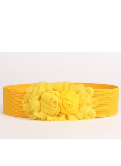 اشتري Decorative Female Simple All Kinds Of Elastic Belt rose Elastic Waist Seal 60g Yellow في الامارات