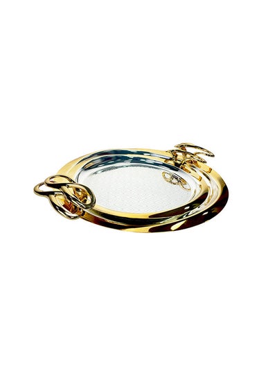 Buy Silverplated 2 Piece Large And Medium Sizes Round Tray Set in UAE