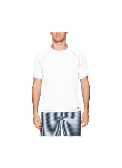 Buy Mr. Swim Men Contrast UPF 50 Swim Tee, White and Navy in UAE