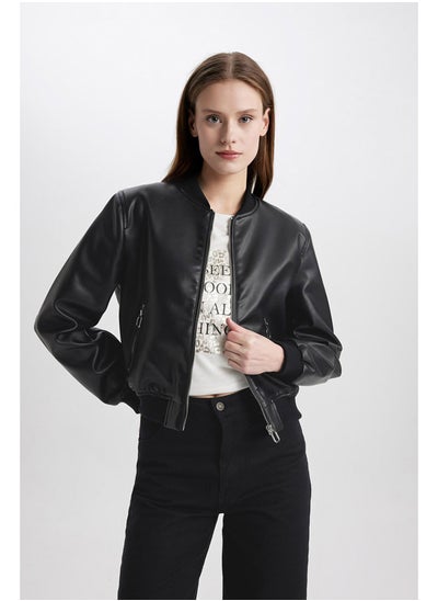 Buy Faux Leather Bomber Jacket in Egypt