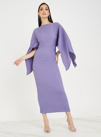 Buy Slit Sleeve Textured Shift Maxi Dress in Saudi Arabia