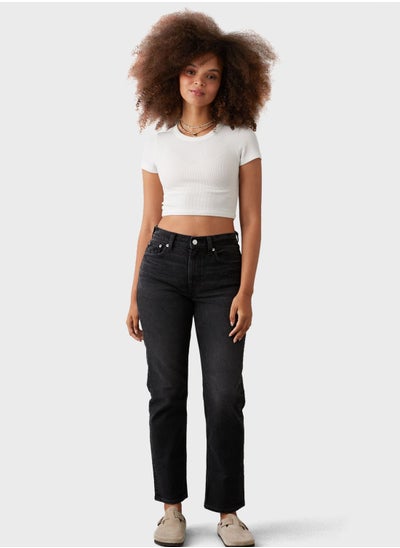 Buy High Waist Straight Fit Jeans in UAE